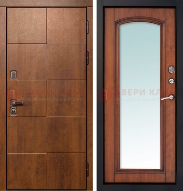 Белая филенчатая дверь с фрезерованной МДФ и зеркалом ДЗ-81 в Люберцах