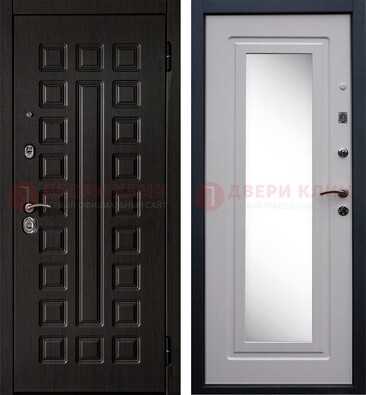 Черная филенчатая металлическая дверь МДФ с зеркалом ДЗ-83 в Люберцах
