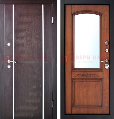 Входная дверь с МДФ и МДФ внутри с зеркалом ДЗ-88 в Люберцах