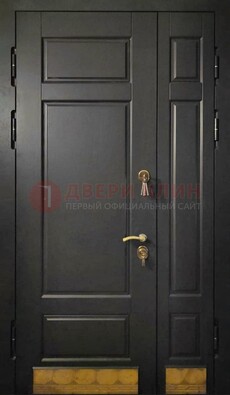 Черная полуторная железная дверь для частного дома ПЛ-2 в Люберцах